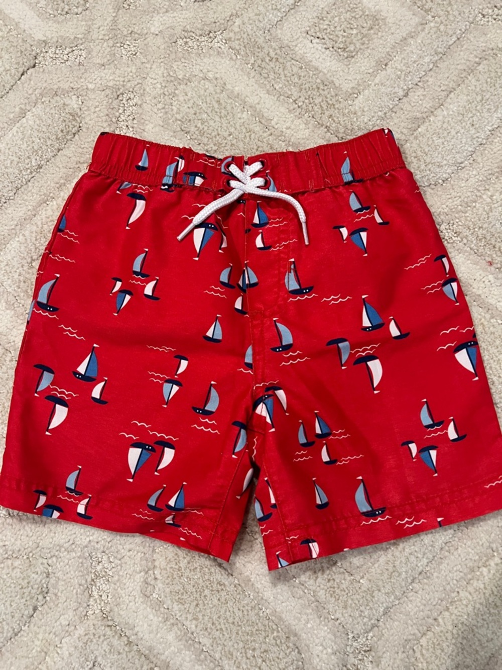 NWOT Little Me baby Red Sailboat Swim Trunks